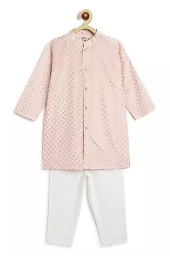 Pink printed viscose kurta set
