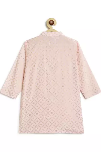 Pink printed viscose kurta set