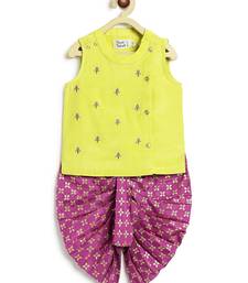 Green printed viscose Dhoti kurta set