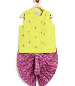 Green printed viscose Dhoti kurta set