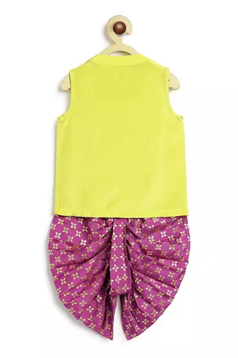 Green printed viscose Dhoti kurta set