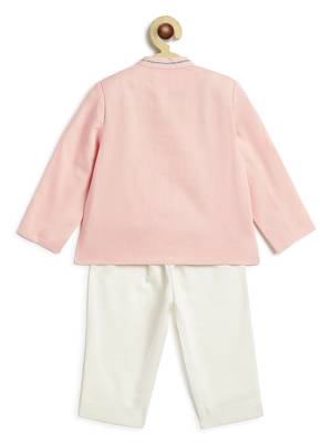 Pink embroidered viscose bandhgala Set 3