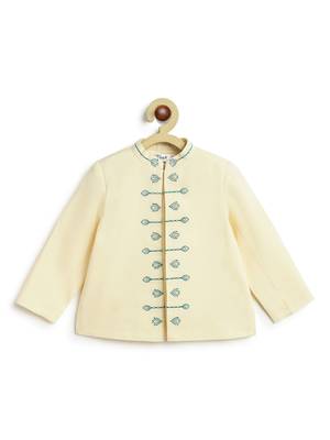 Cream embroidered viscose bandhgala Set 3