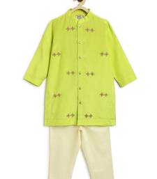 Green embroidered viscose kurta set