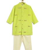 Green embroidered viscose kurta set