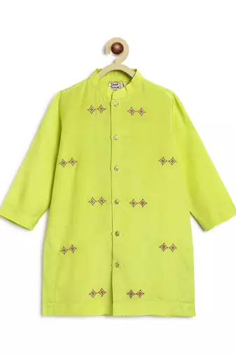 Green embroidered viscose kurta set