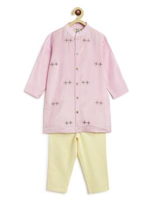 Purple embroidered viscose kurta set 2