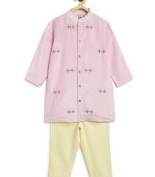 Purple embroidered viscose kurta set