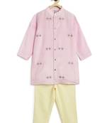 Purple embroidered viscose kurta set