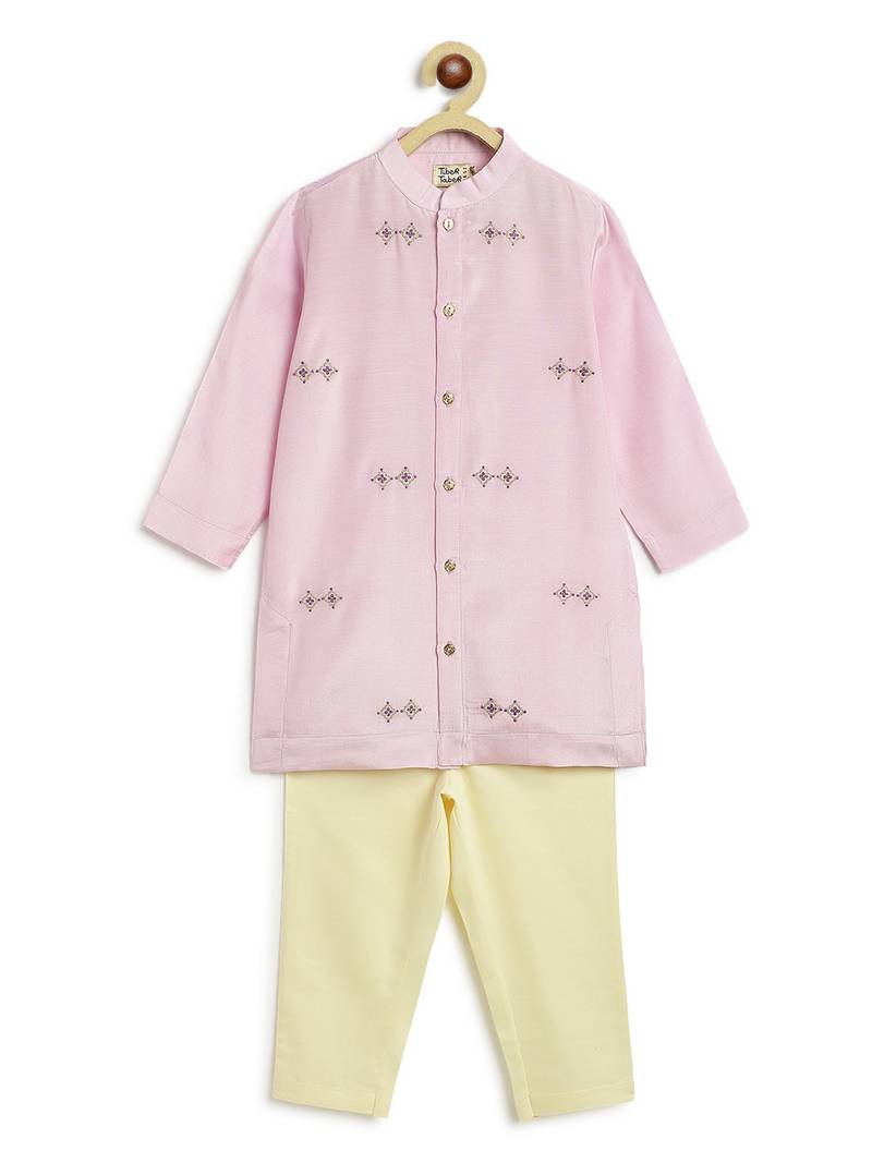 Purple embroidered viscose kurta set