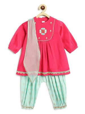 Pink embroidered viscose kurta set 2