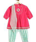 Pink embroidered viscose kurta set