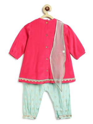 Pink embroidered viscose kurta set 3