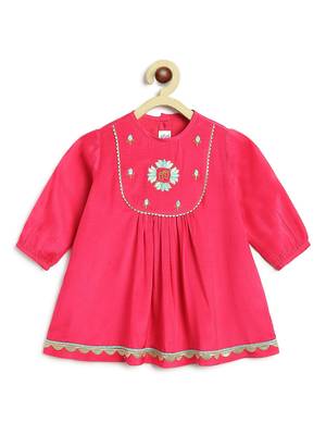 Pink embroidered viscose kurta set 4