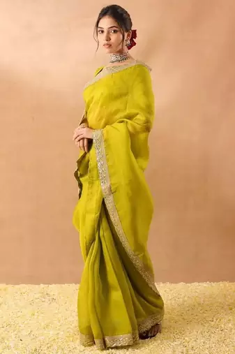 Soft jimichu silk with Beautiful sequins embroidery Work Saree With Blouse Set 