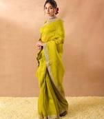 Soft jimichu silk with Beautiful sequins embroidery Work Saree With Blouse Set 