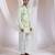 Light green embroidered silk nehru jacket set