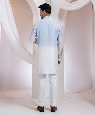 Blue embroidered chanderi kurta set 2