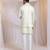 Off white embroidered satin nehru jacket
