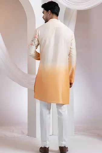 Ivory embroidered chanderi kurta set
