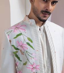 Ivory embroidered chanderi jacket