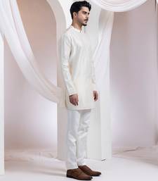 Mustard plain chanderi kurta set