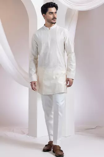 Mustard plain chanderi kurta set