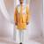 Mustard embroidered chanderi nehru jacket