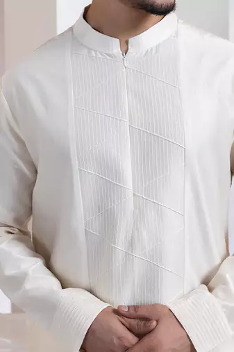 Mustard plain chanderi kurta set