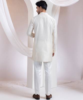 Mustard plain chanderi kurta set 5