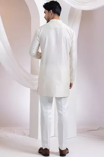 Mustard plain chanderi kurta set