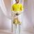 Yellow and White printed chanderi kurta set