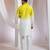 Yellow and White printed chanderi kurta set