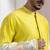 Yellow and White printed chanderi kurta set