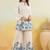 Floral embroidered white round neck cotton co-ord set