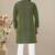 Green jacquard straight men's kurta pyjama