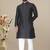 Black jacquard straight men's kurta pyjama