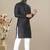 Black jacquard straight men's kurta pyjama