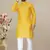 Yellow jacquard straight men's kurta pyjama