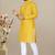 Yellow jacquard straight men's kurta pyjama