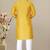 Yellow jacquard straight men's kurta pyjama