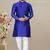 Royal blue jacquard straight men's kurta pyjama