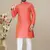 Orange jacquard straight men's kurta pyjama