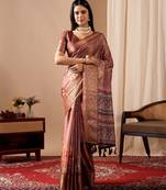 New Soft Lichi Silk Saree adorned with graceful Patola Saree With Blouse Set