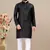 Black cotton lining work straight men's kurta pyjama