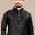 Black cotton lining work straight men's kurta pyjama