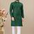 Green cotton lining work straight men's kurta pyjama