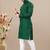 Green cotton lining work straight men's kurta pyjama