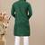 Green cotton lining work straight men's kurta pyjama