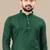 Green cotton lining work straight men's kurta pyjama